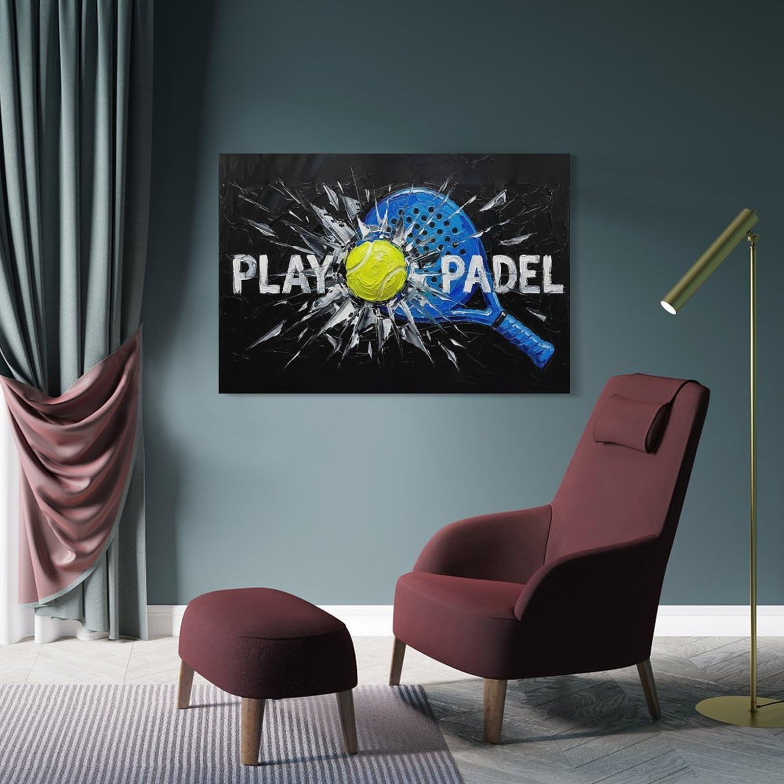 Junmoney Frame-Style-8-1 Canvas Wall Decor Play Padel Painting, 20X30inch(50X75cm), For Home Lounge, Bedroom Or Reading Nook, Eye Catching Artwork For Blank Walls