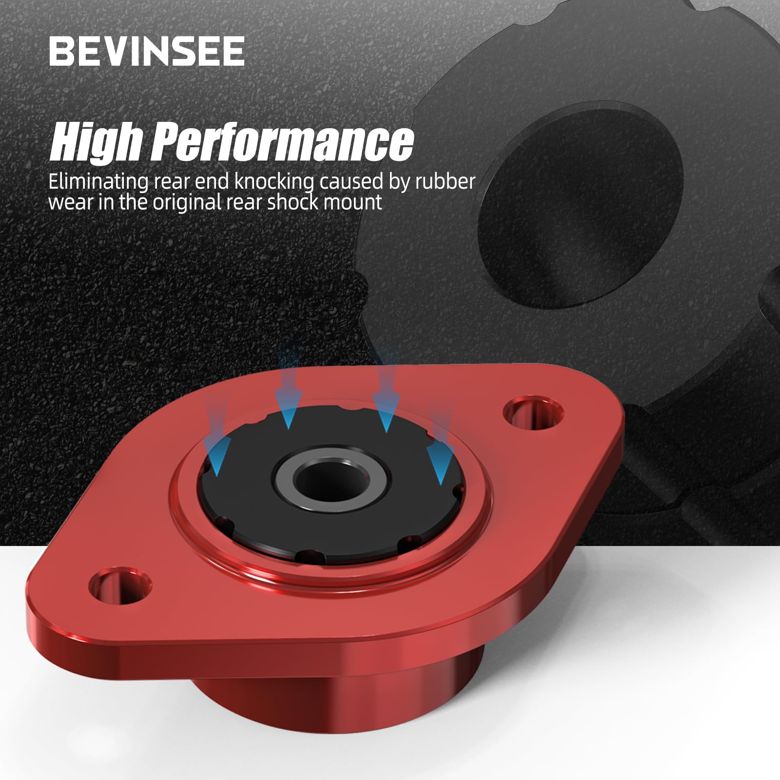 Bevinsee 10 mm Aluminium-Stoßdämpferhalterungen mit Poly-Buchsen, Compatible with E30, E36, E46, E85, E86, Z3, Z4, M3, 320i, 323i, 325i, 328i, 330i, Replacement for 33521092362, 33521137972, Rot