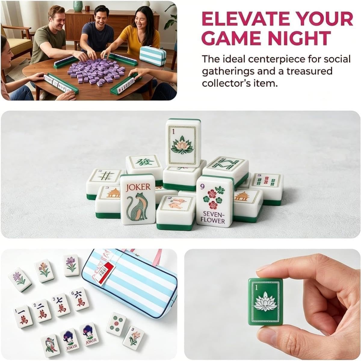Acryl-Mahjong-Steine ​​– 160-teiliges Set