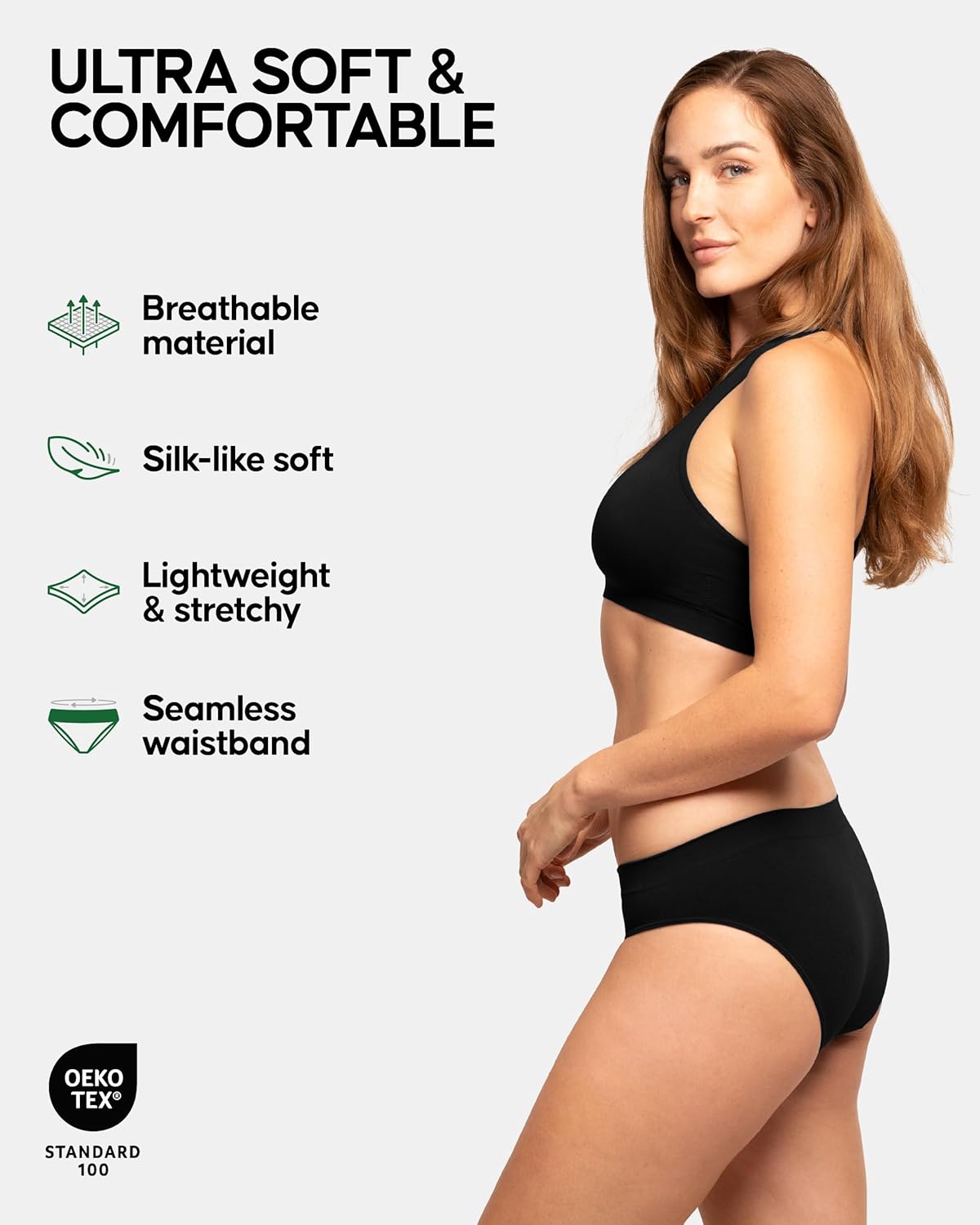 DANISH ENDURANCE Viscose from Bamboo Seamless Bikini Panties for Women 3-Pack - Image 3