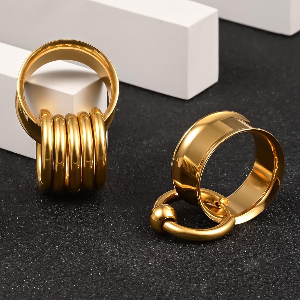 DOEARKO Flesh Tunnel Dilatatore Orecchio in Acciaio Inossidabile Calibri per Orecchie Double Flared Seashell Tunnel Ear Stretching Piercing Corpo Gioielli per Uomini e Donne 8-19mm