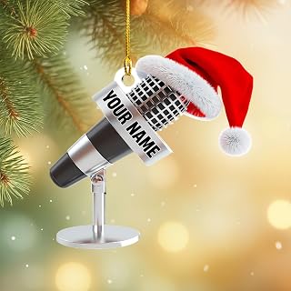 Custom Microphone Christmas Ornament, Personalized Headphone Ornaments 2025, Xmas Gift for Musician, DJ or Podcaster, Music Lover Keepsake, Singer Present, Recording Studio Decoration