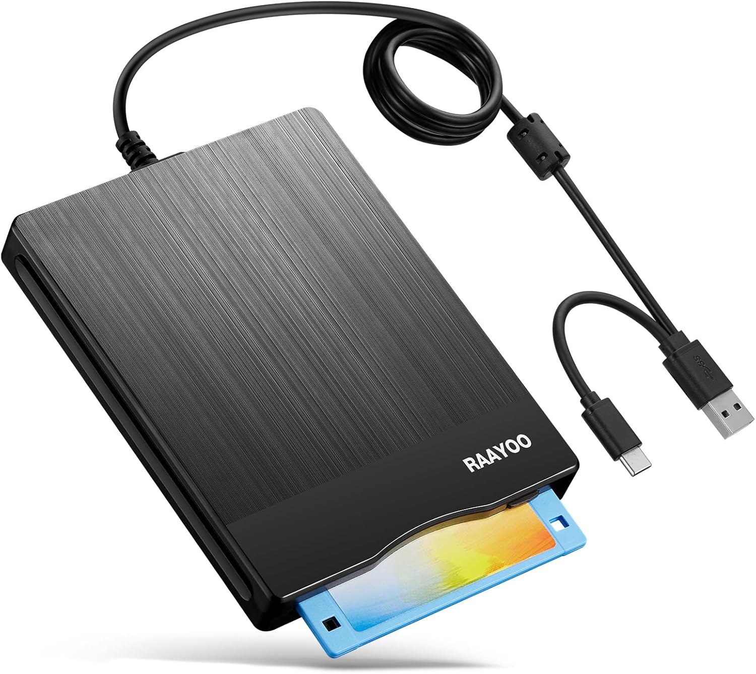 Floppy Disk Reader 3.5 inch USB Floppy Disk Drive External 3 1/2 Floppy disc Reader Portable Floppy Diskette Drive USB C for PC Laptop Notebook Computer with Windows 11/10 (Brushed Panel, 3.5 inch)