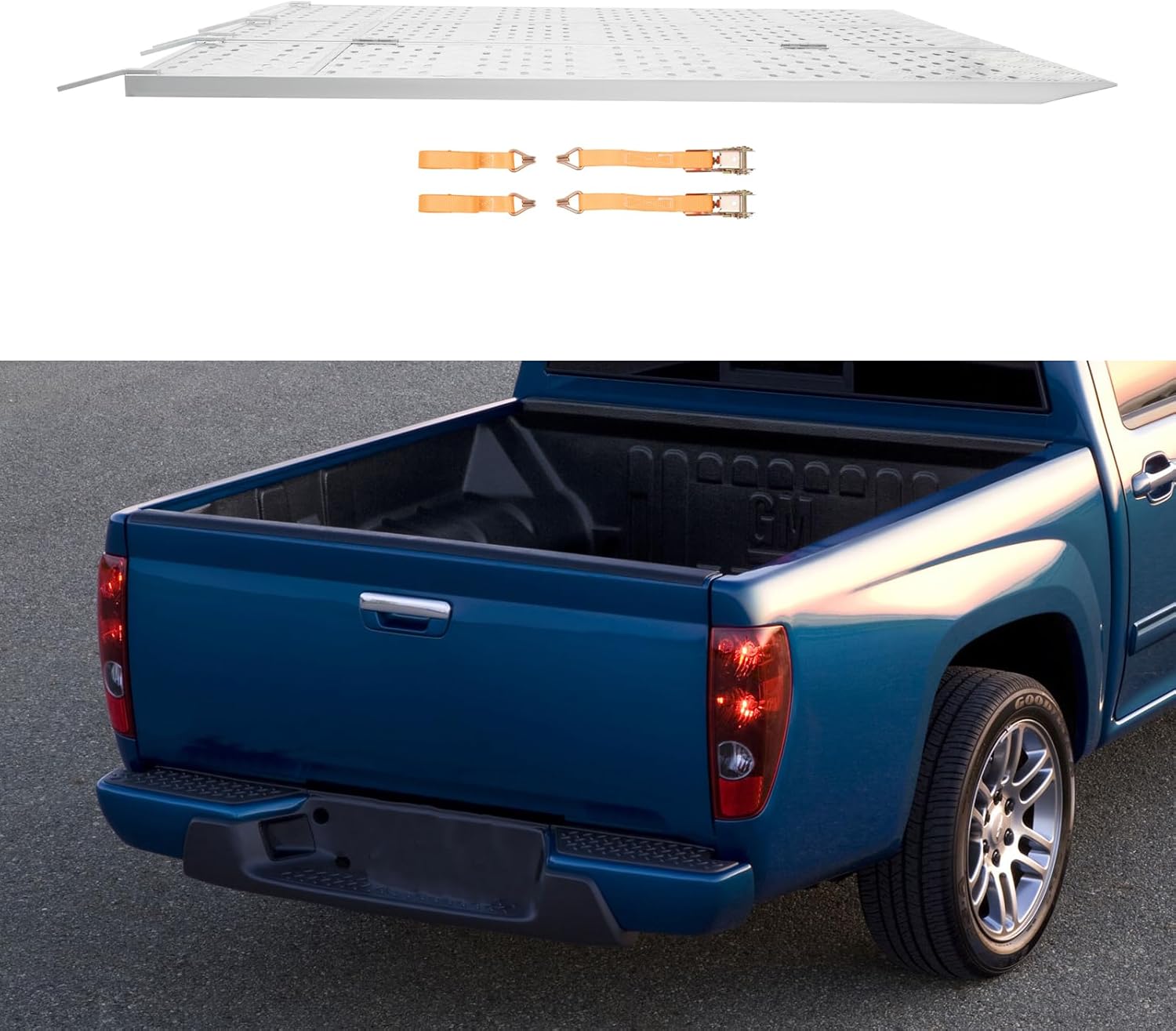 Folding Trailer Ramp, 54 x 77 Inch Aluminum Alloy Loading Ramp with 1500 lbs Capacity, Portable Truck ATV Motorcycle Lawn Mower Ramp with 4 Straps, Silver