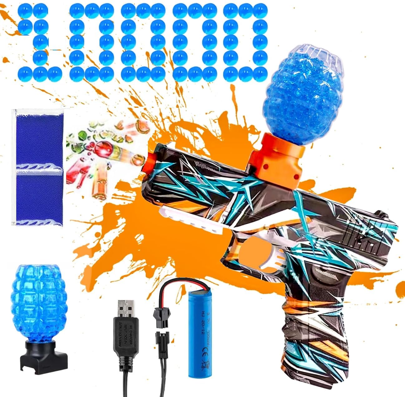 Amitasha Automatic Gel Blaster Toy Gun for Kids with 10,000 Gel Blaster Balls Rechargeable Battery Operated Outdoor Electric Target Game Toys for Boys Age 6 Years Above Birthday Gift-image-23