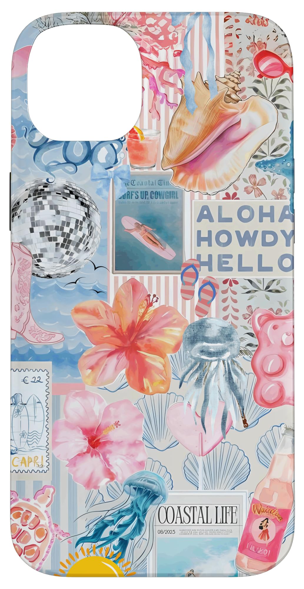 Beachy Blue Coquette Coastal Collage Preppy Cute Aesthetic Case for iPhone 14 Plus