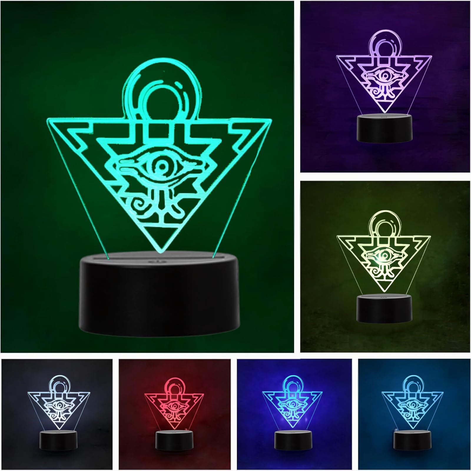 Wolostore Blue,Cyan,Green,Pink,Red,White Led Lamp Anime Manga Puzzle Millennium Color Changing Usb Night Light And Decoration
