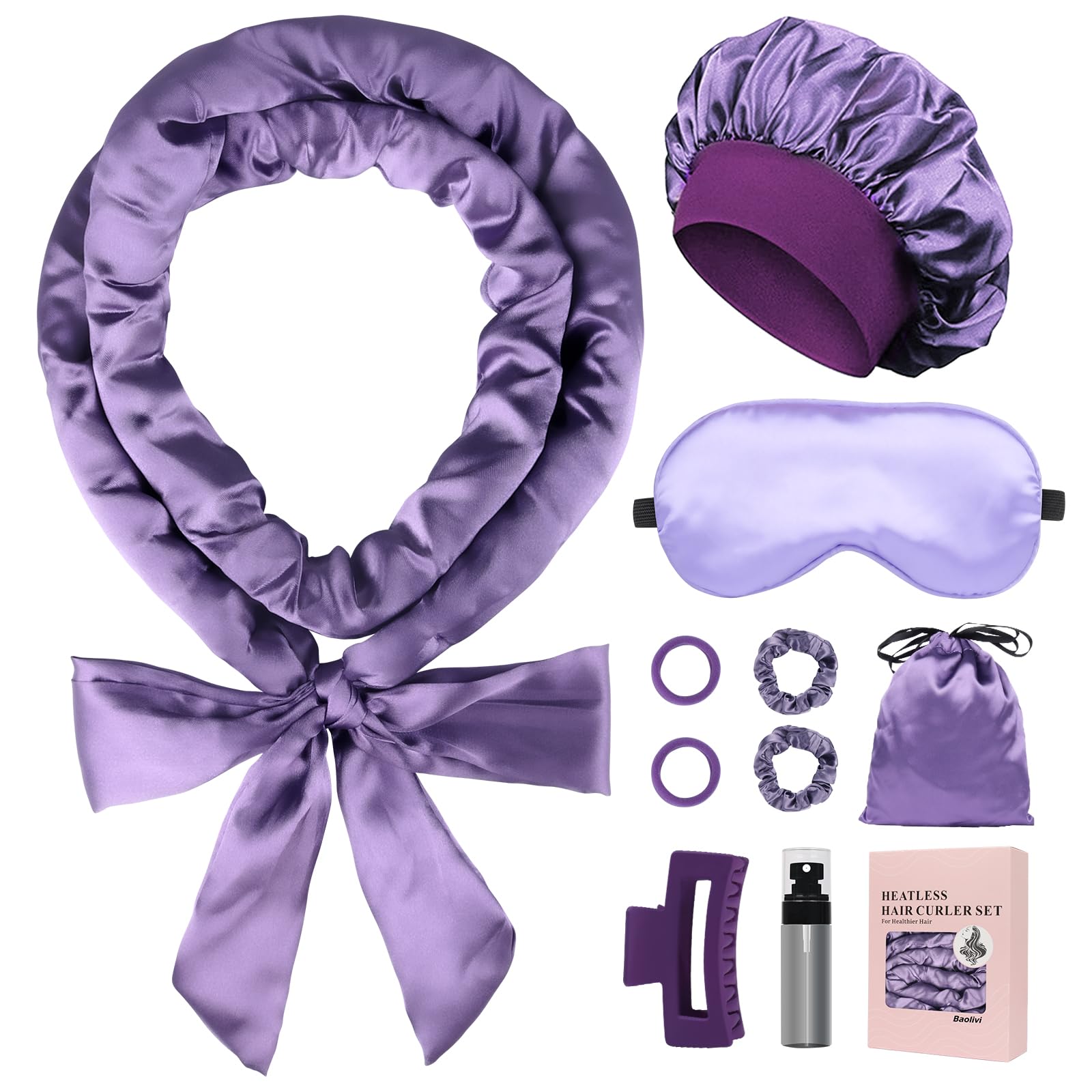 Baolivi 10 PCS Satin Heatless Curls Hair Curlers No Heat, 70" Heatless Hair Curler Overnight Curls