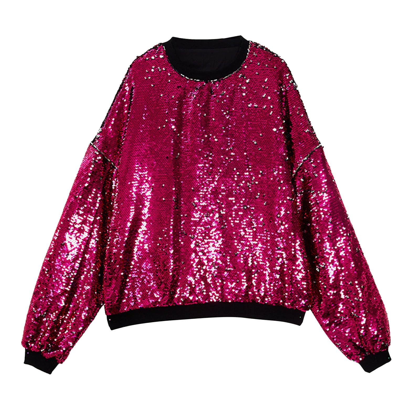 Generisch Felpa da uomo con paillettes, reversibile, girocollo, casual, business, commercio estero, 2026