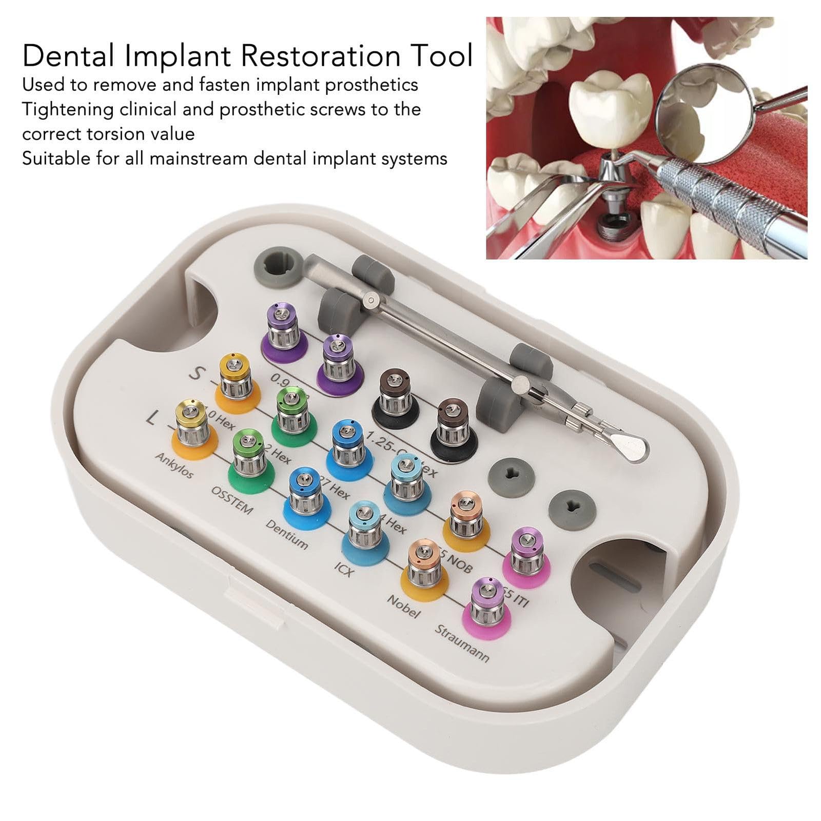 Kit di Strumenti dentali universali per Chiavi dinamometriche in Acciaio Inossidabile per Vari sistemi implantari - Impugnatura ergonomica Antiscivolo