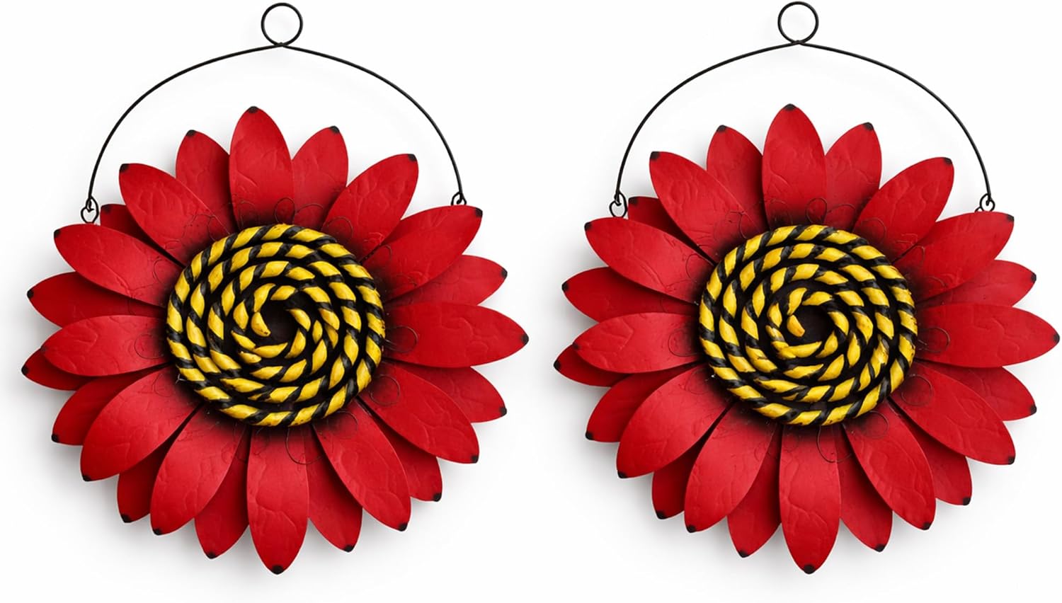 Set of 2 Metal Sunflower Wall Decor 11.5 Inch Layered Indoor Outdoor Garden Patio Wall Art