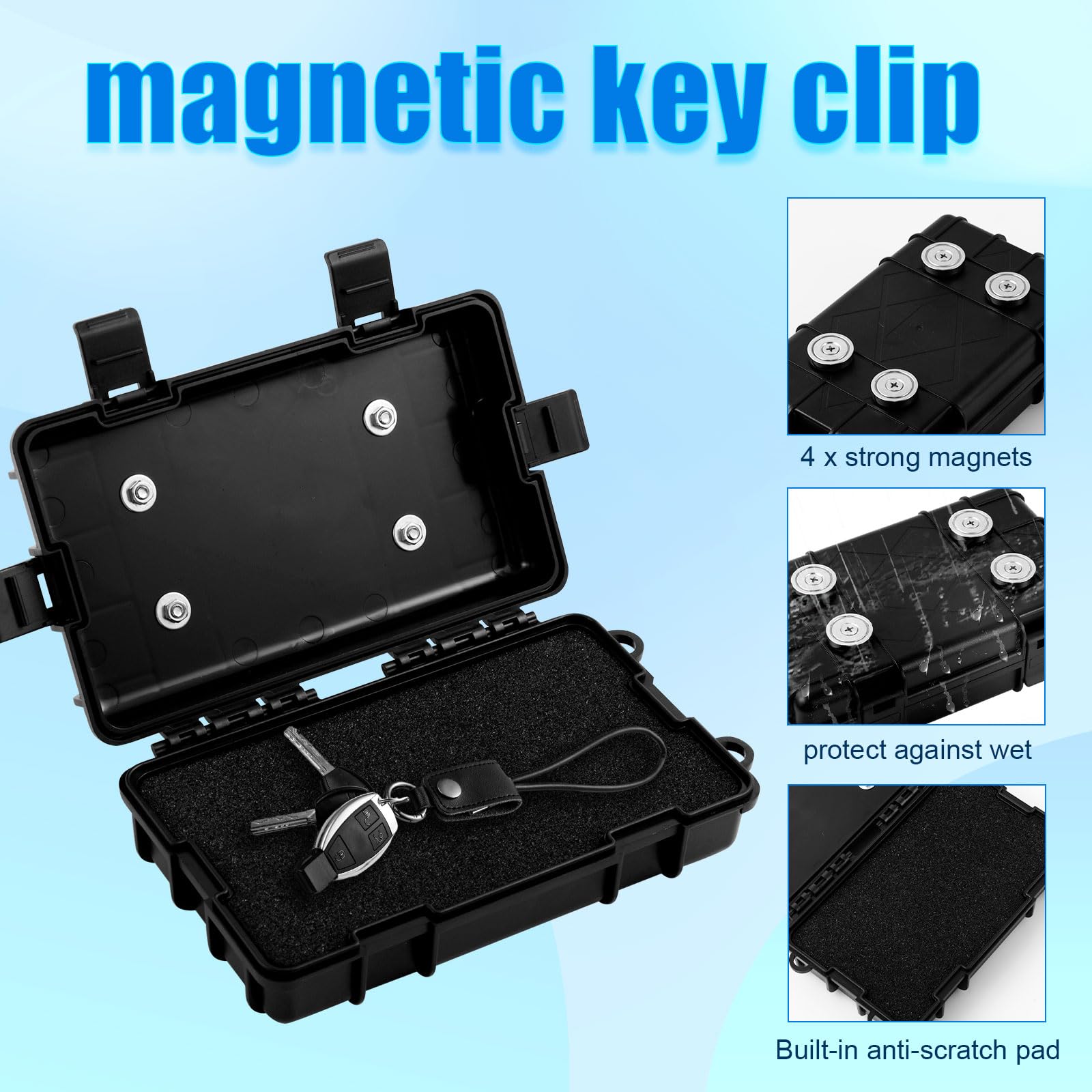 Portachiavi Magnetico Per Auto – 15x7x4,2 Cm, Scatola Impermeabile Per Nascondere Chiave Di Riserva Sotto Il Veicolo