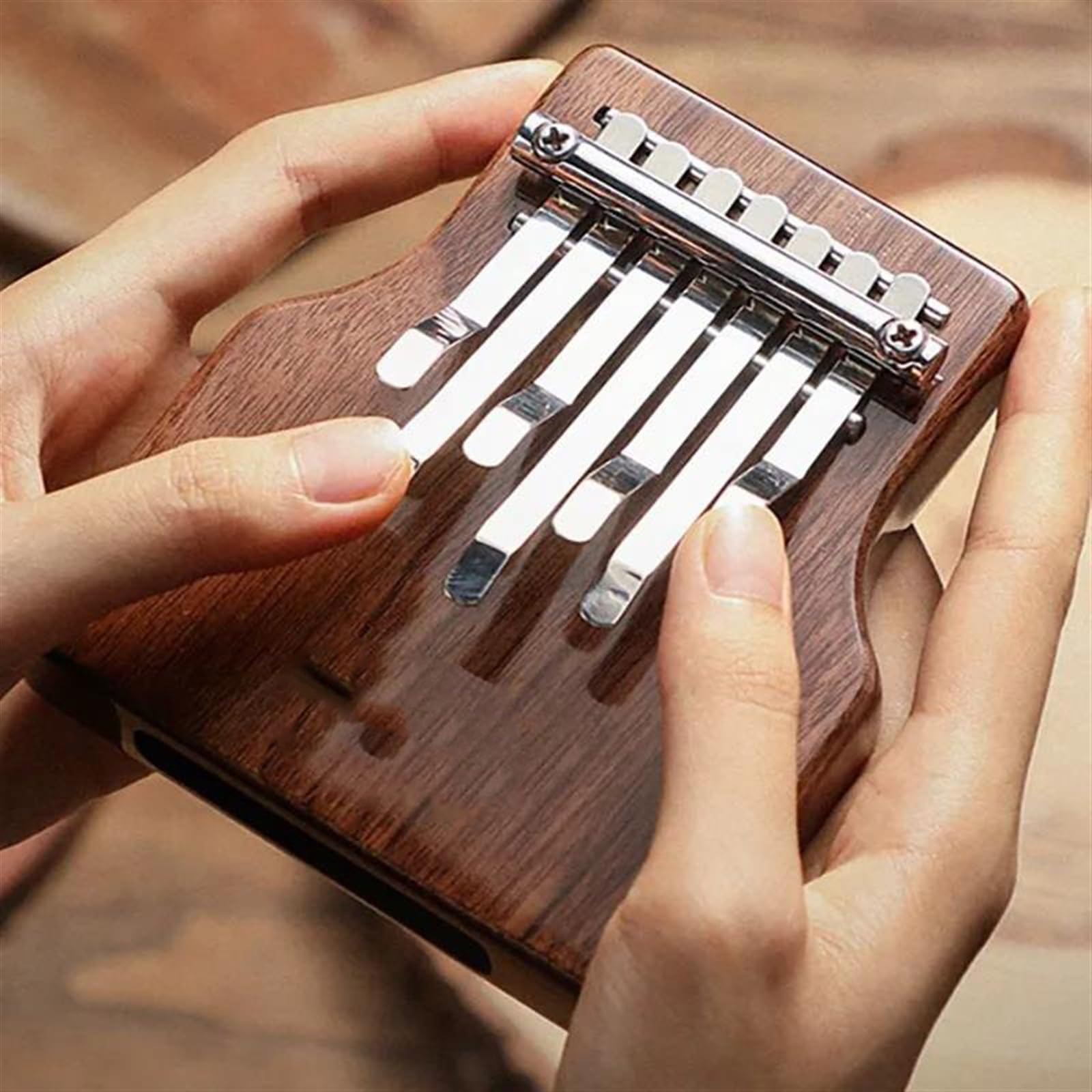 kalimba 7 notas de madera Kalimba pulgar Piano instrumento cromático lindo instrumento portátil Marimba instrumento música accesorio