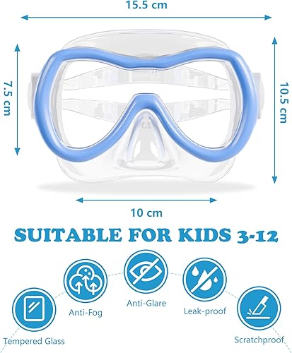 Miniatura 7 de Aegend Gafas de natación para niños, vidrio templado HD de 180 con amplia visión con cubierta para la nariz
