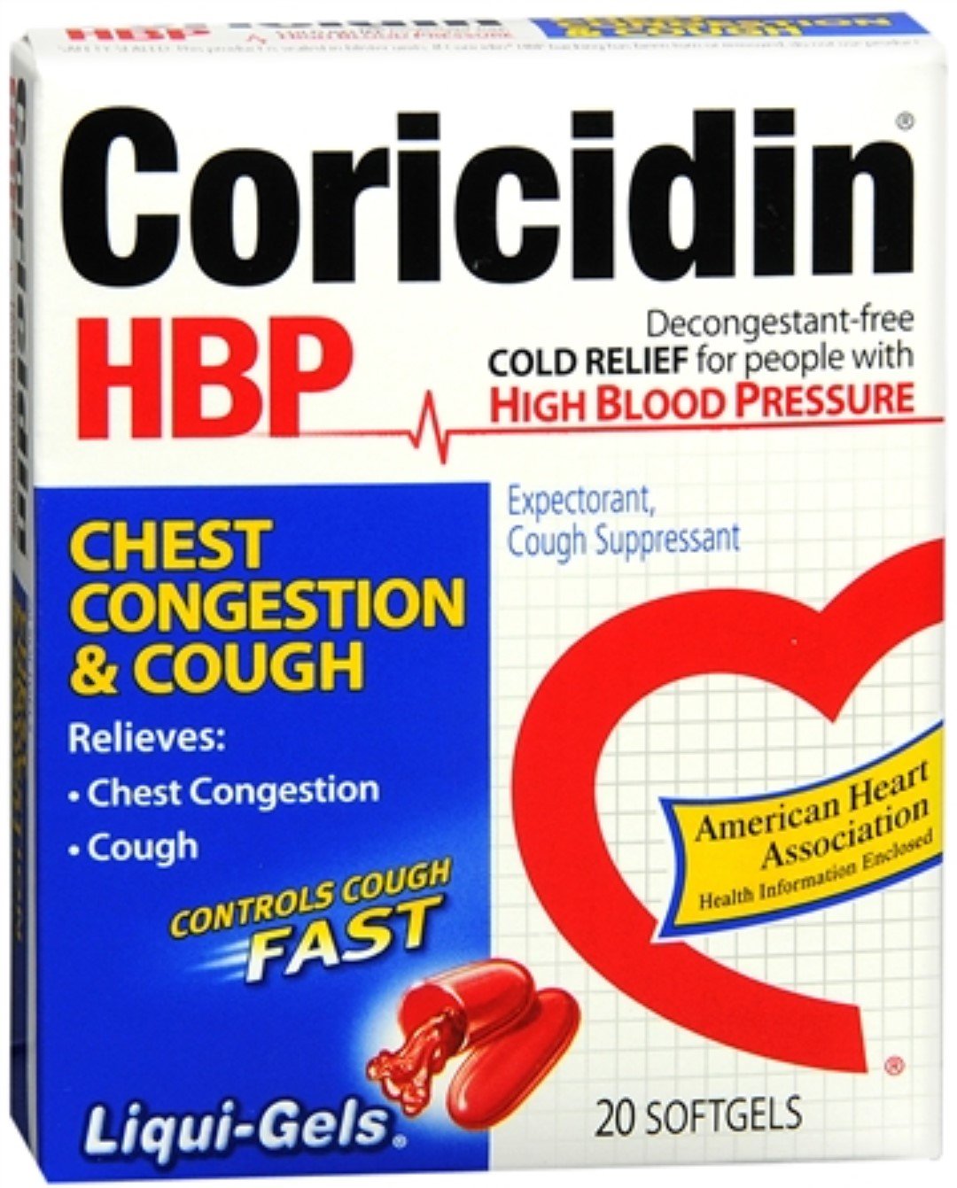 Coricidin Hbp Cong & Cgh Size 20ct Coricidin Hbp Non-Drowsy Chest Congestion & Cough Relief