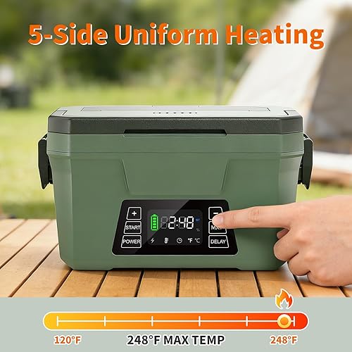 Miniatura 4 de Monteka Lonchera Eléctrica Inalámbrica para Adultos, Lonchera Calentada Recargable con Calentamiento Programado, Calentador de Alimentos Portátil