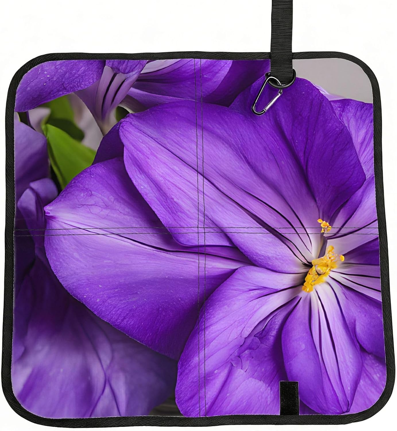 (Blooming Purple Flowers) Sitting Pad Foldable Seat Cushion Lightweight Camping Seat Mat with Hook for Outdoor Hiking Picnic Camping
