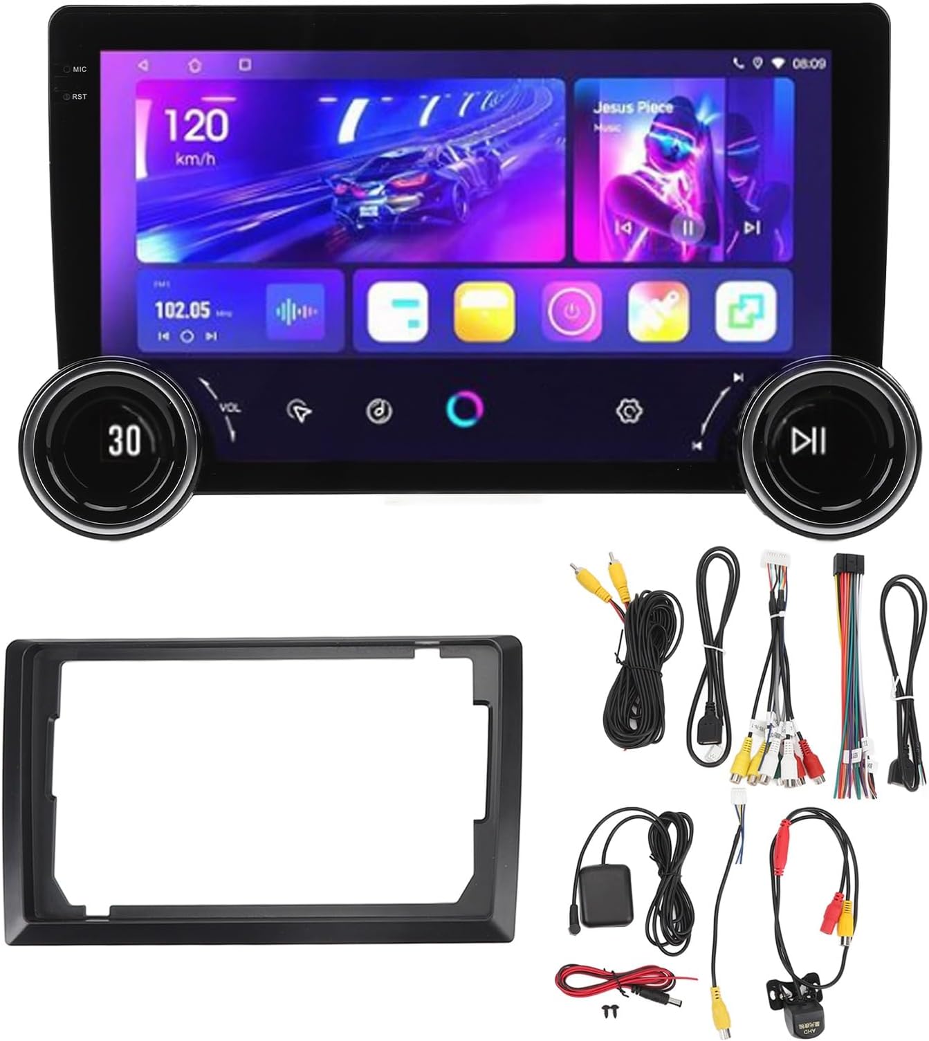 – Car Stereo, 10.1 Inch Touch Screen Tablet Player Compatible with Carplay Android Auto, 2 Din Navigation Stereo, Bluetooth WiFi GPS Unit