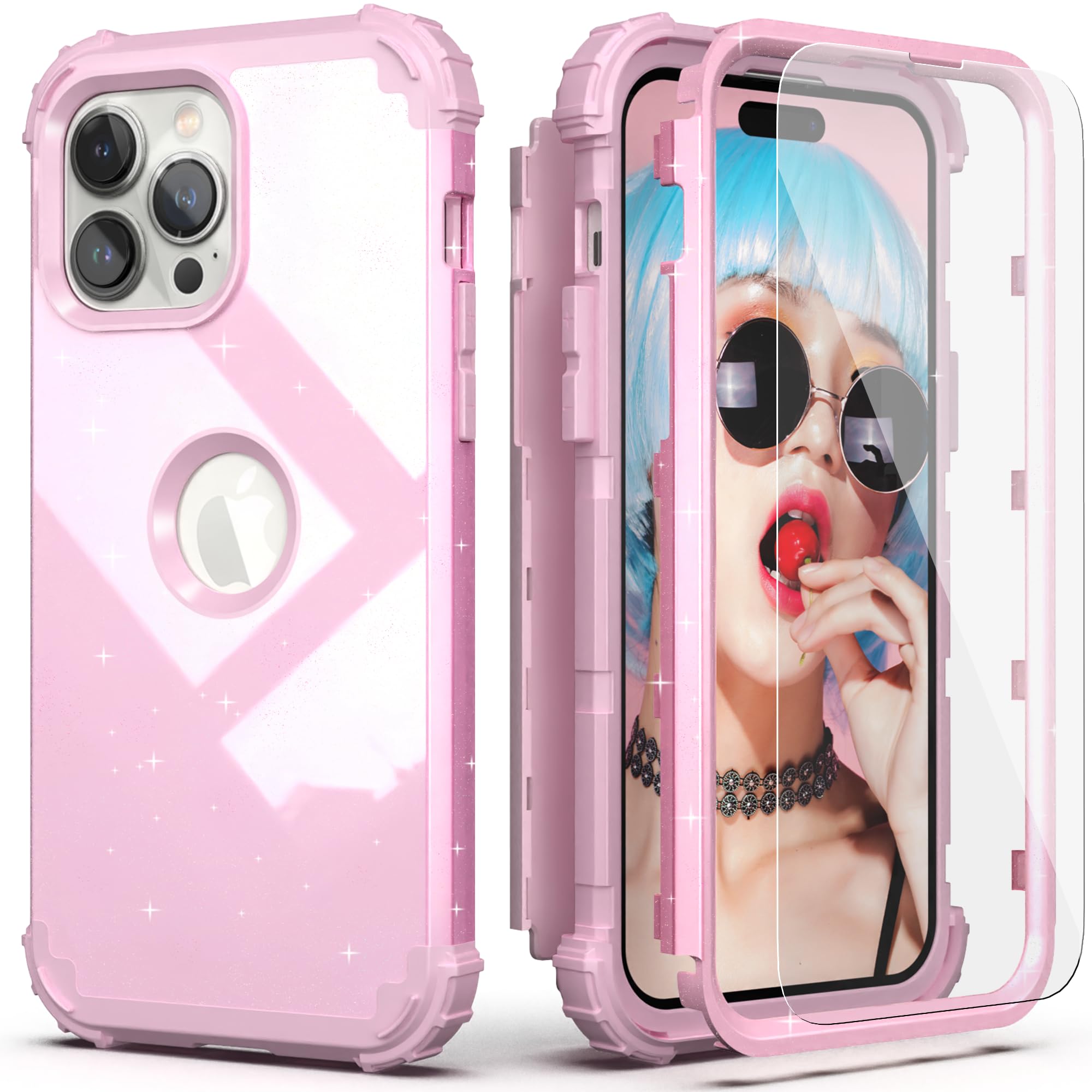 IDweel for iPhone 12 Pro Max Case with Screen Protector,Luxury 3 in 1 Shockproof Slim Fit Hybrid Heavy Duty Hard PC Cover Soft Silicone Bumper Full