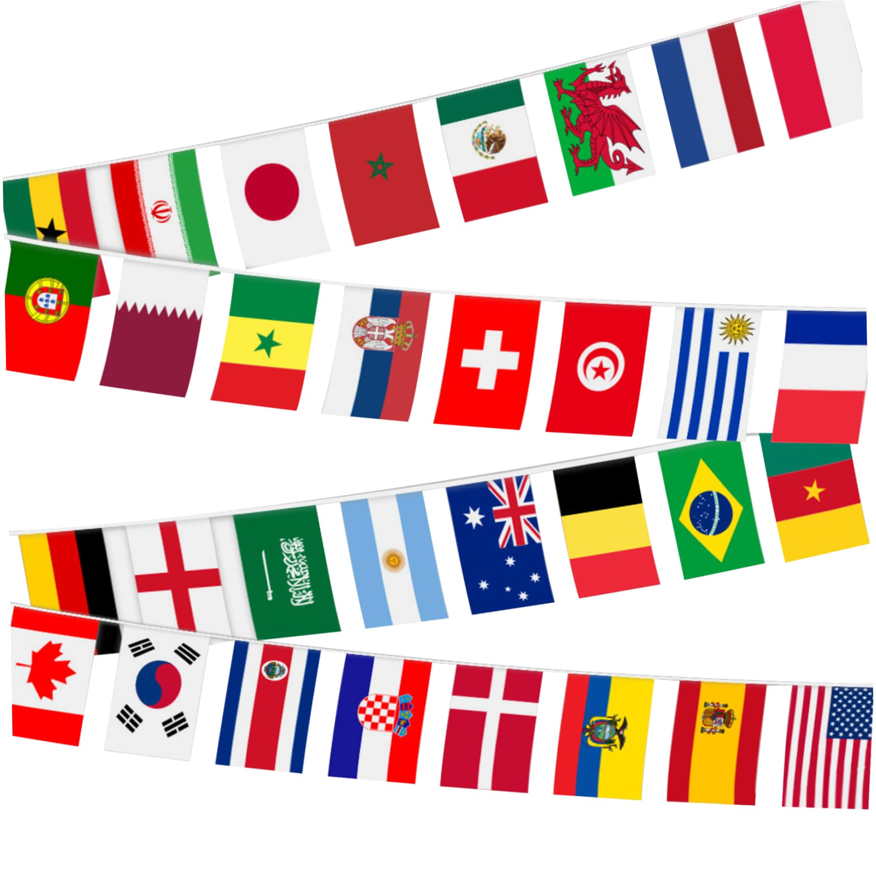 Bannière internationale de 190 pieds avec 200 drapeaux pays imperméables et ultra résistants