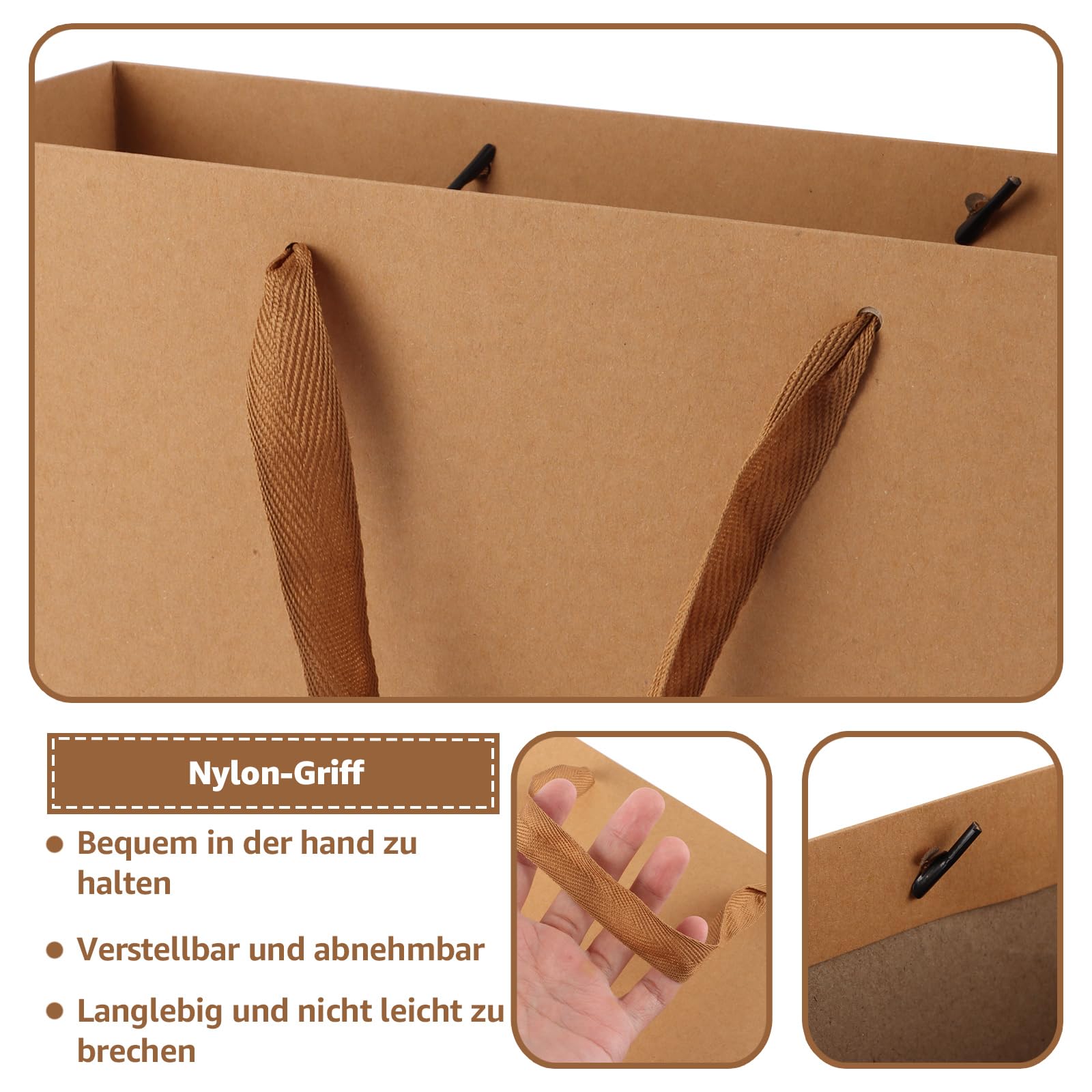 JJQHYC Sacchetti Regalo Borsa Con Manico Borsa In Carta Kraft Piccola Per Compleanno Con Elegante Decorazione In Lamina D'oro (18 PZ - 11