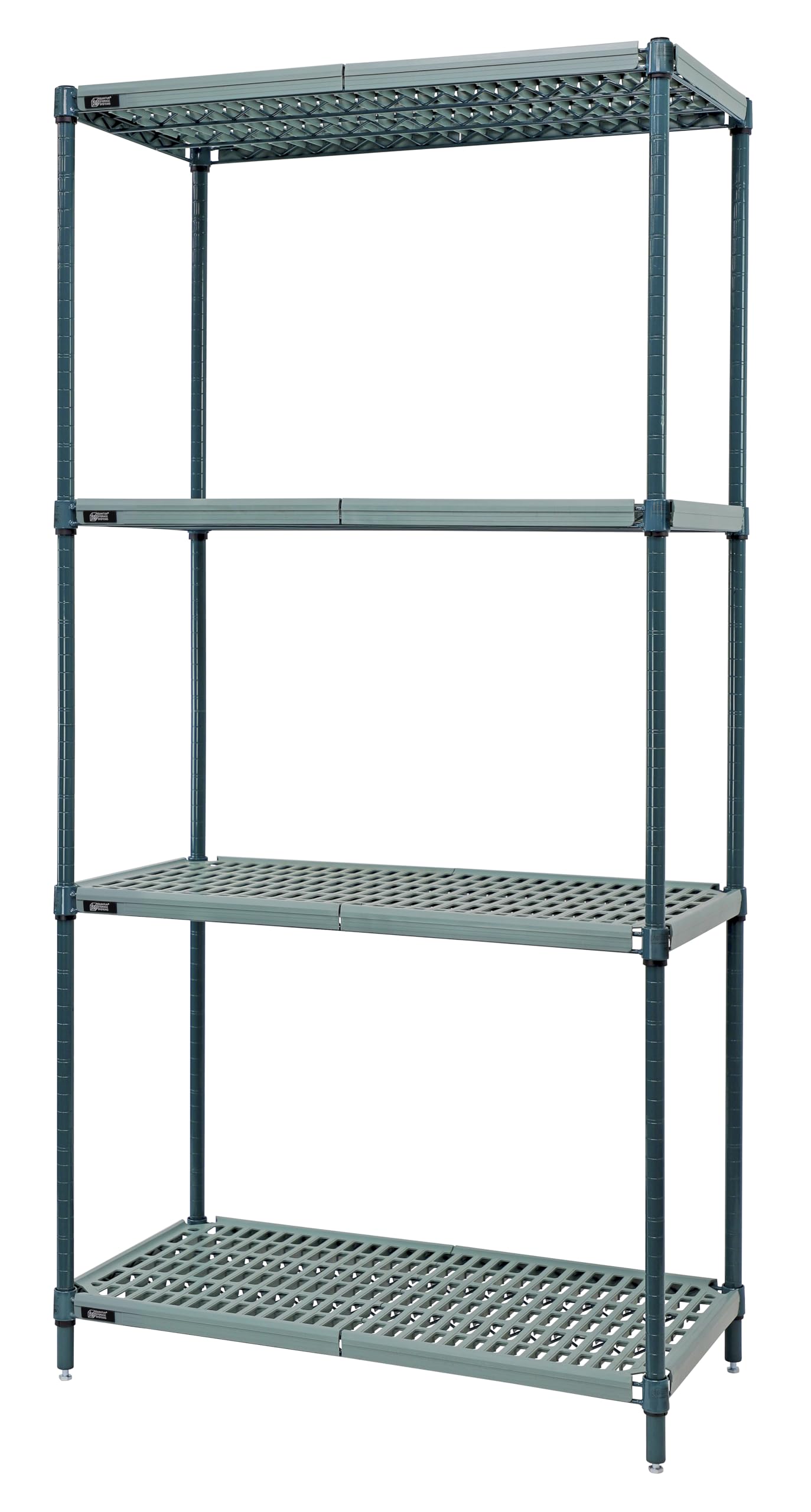 FSE 373-WR74-1830WPM Wire Plastic Mat Shelving Unit, Stationary, 4-Tier, 30"W x 18"D x 74"H Overall Size, 600-800 lb. max Weight