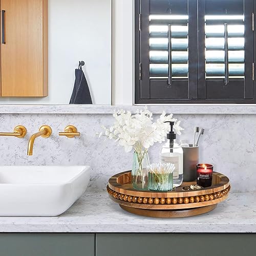 Miniatura 6 de Farmhouse Lazy Susan para encimera, organizador Lazy Susan para gabinete, organizador de mesa giratoria con cuentas, soporte giratorio de 360 grados