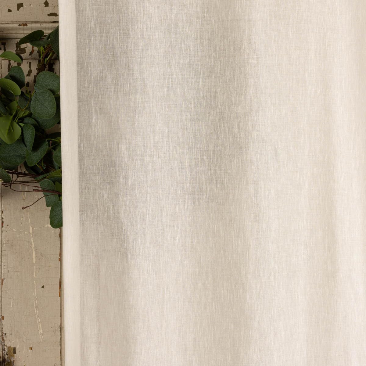 SCHÖNER LEBEN. Tessuto per tende in lino d'orzo, al metro, Easy Linen, tinta unita, naturale, altezza 2,95 m