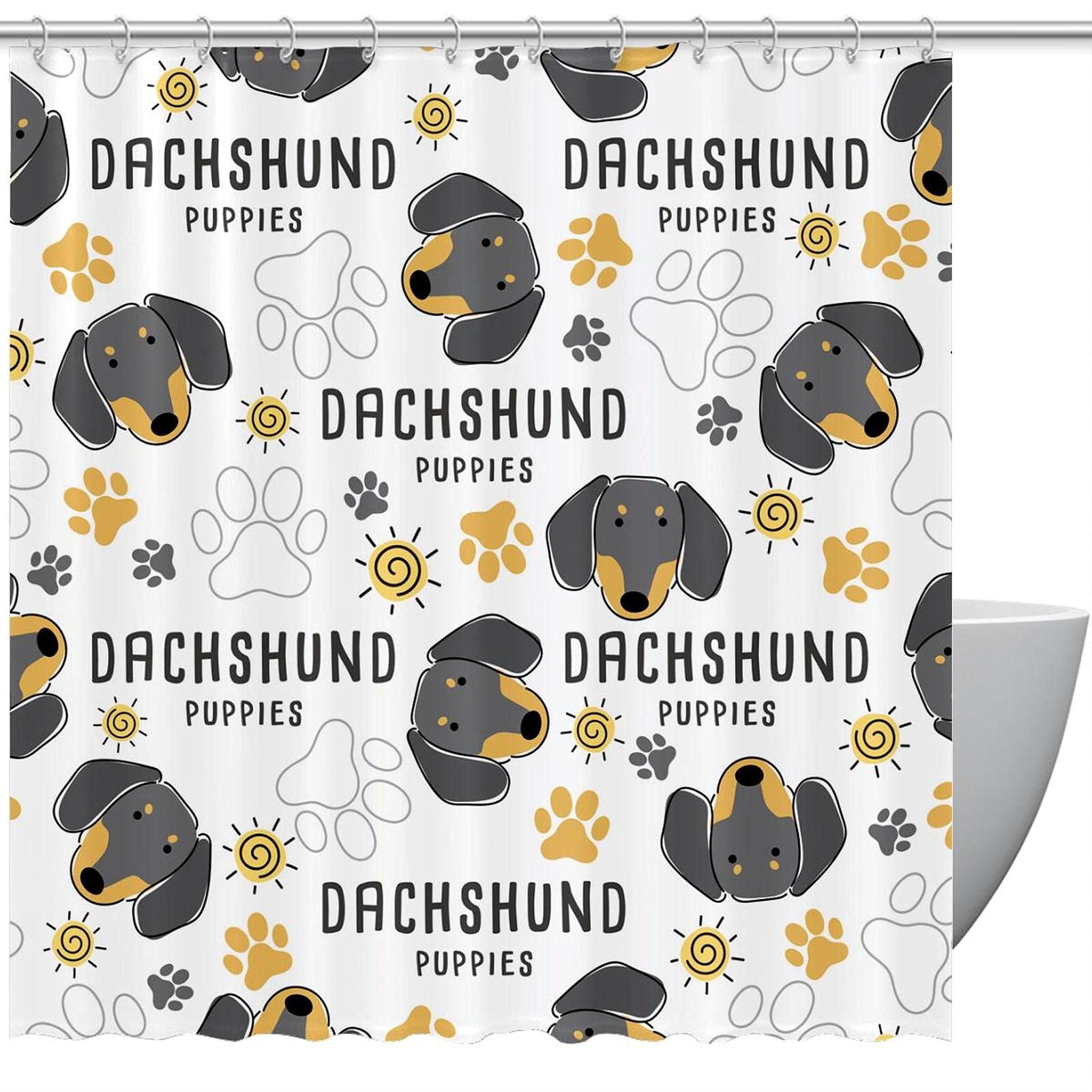 Rideau de douche teckel chiots avec crochets rideau salle de bain