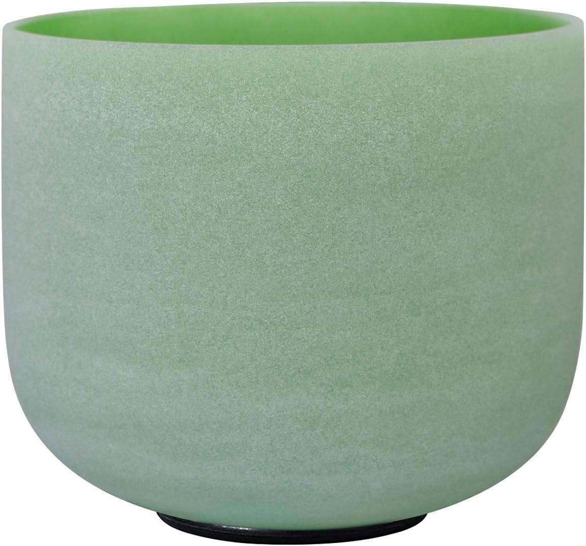 Green Colored Frosted F Note Heart Chakra Quartz Crystal Singing Bowl 8 inch mallet and o-ring included