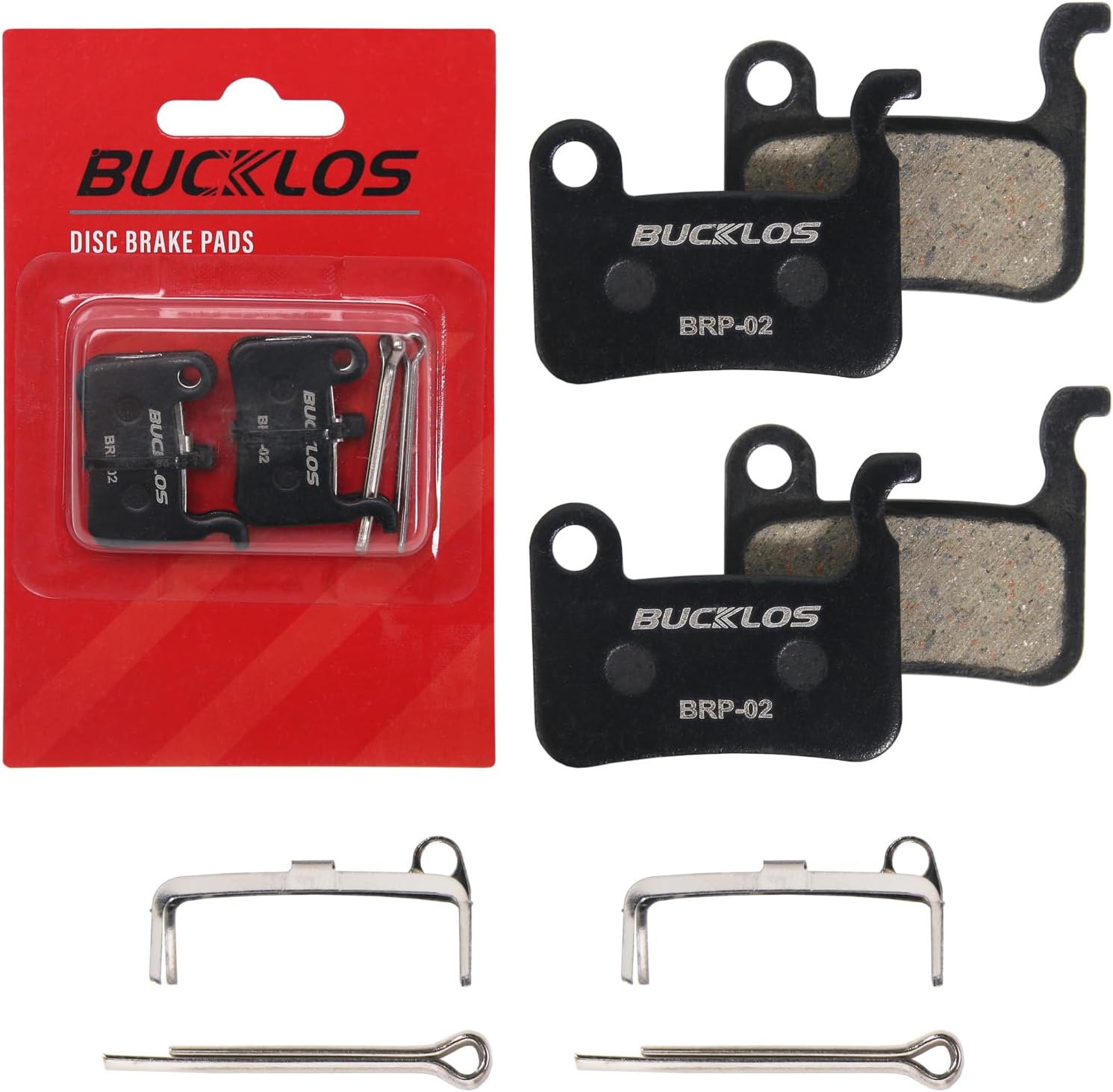 BUCKLOS 2 Pairs Resin Bike Disc Brake Pads - Bicycle Disk Brake Pads for Zoom/Shimano Deore XT XTR LX SLX Hone Alfine Saint and 160mm Bike Centerlock Disc Brake Rotor