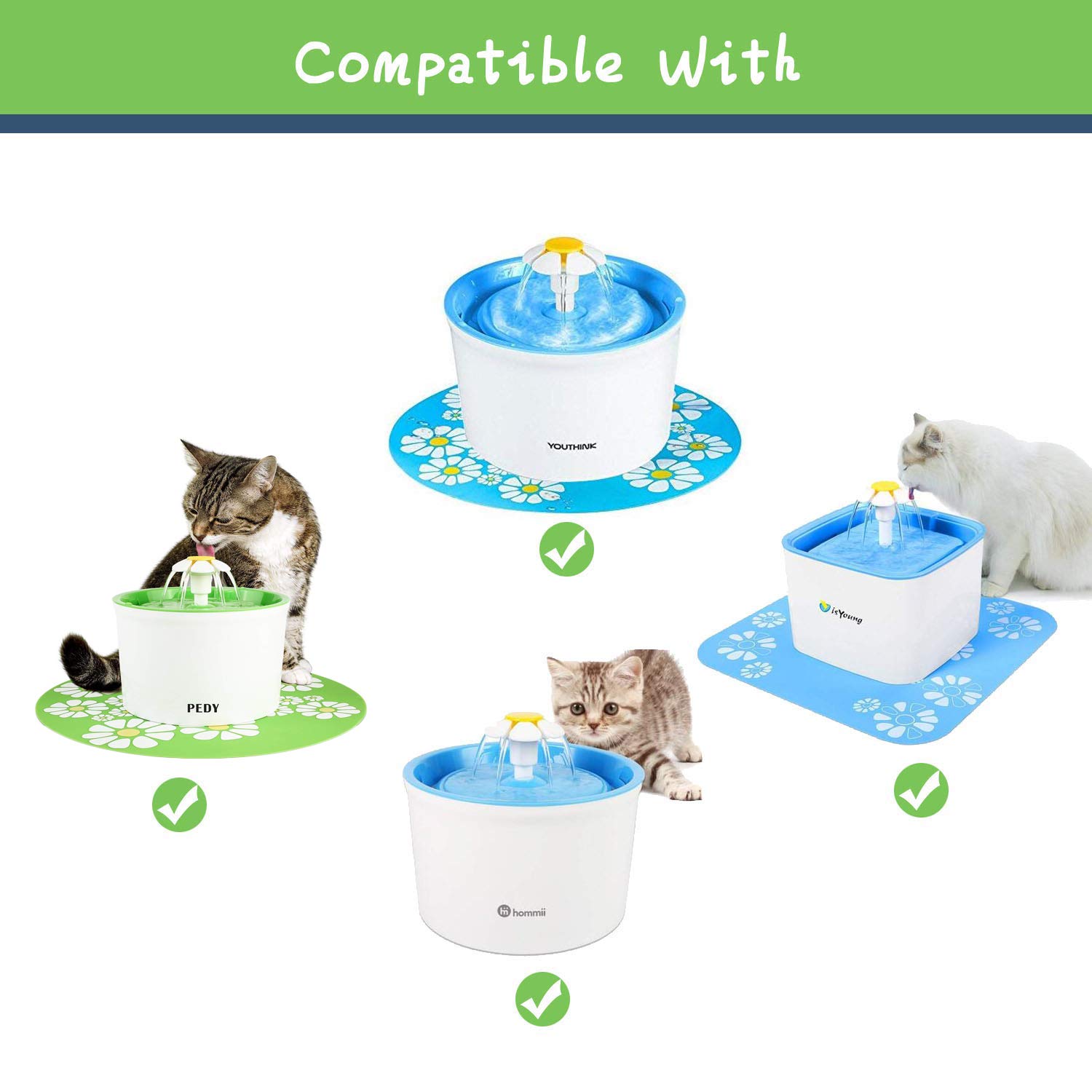 Filtros de fuente para gatos, 8 unidades de filtros para fuente de agua para gatos de 1,6 litros con carbón activado, filtros de repuesto para fuente de agua para mascotas, filtros de