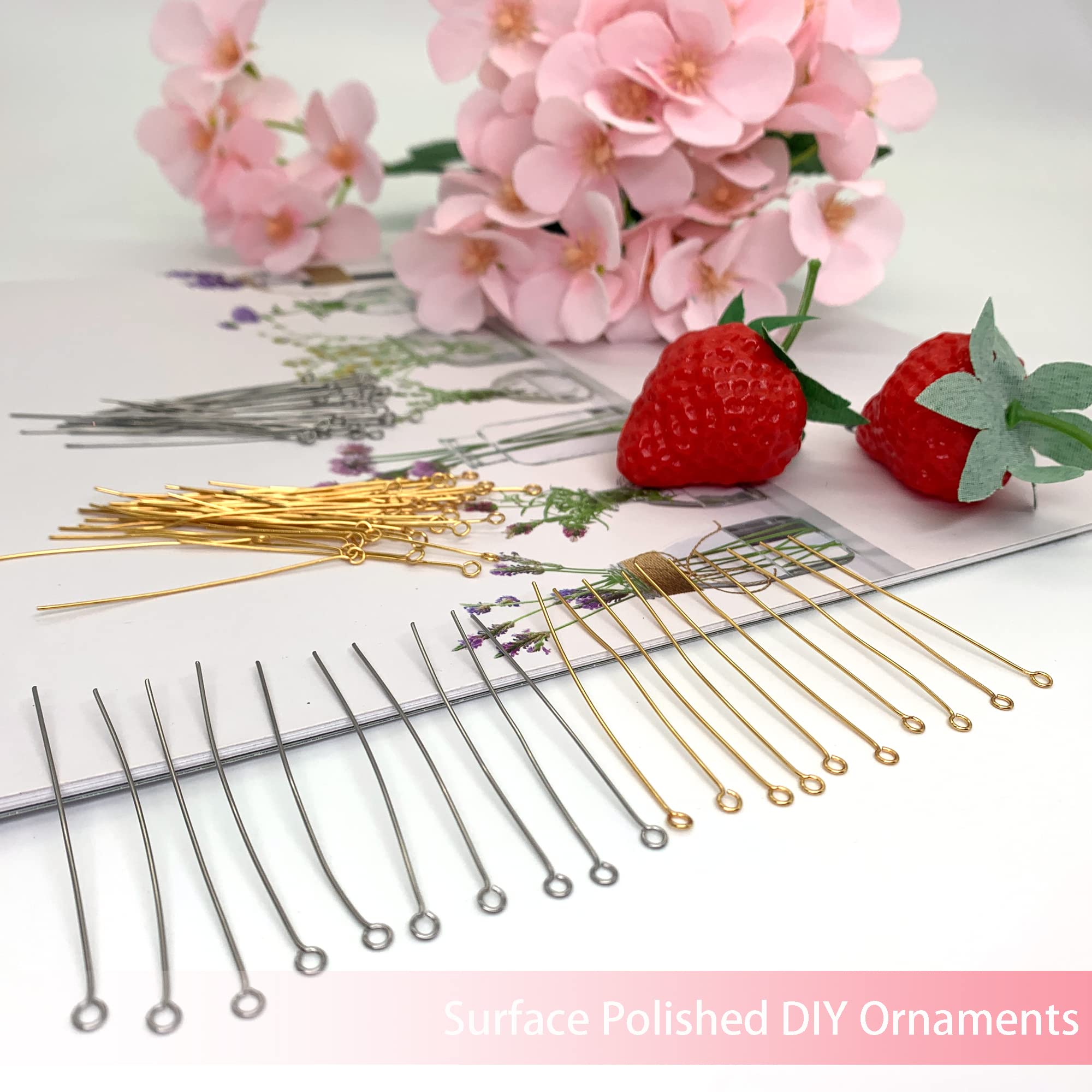 100 Pezzi Chiodini Con Occhiello - Aghi In Acciaio Per Bigiotteria Fai Da Te, 40mm - Foto 7