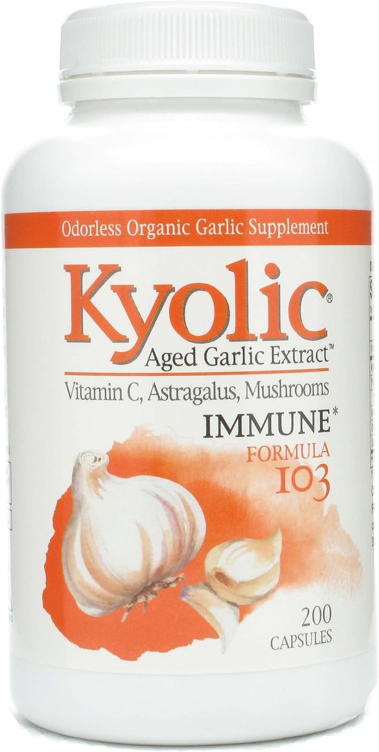 Kyolic - Formula 103 Aged Garlic Extract With Vitamin C, Astragalus, Mushrooms - 200 Capsules