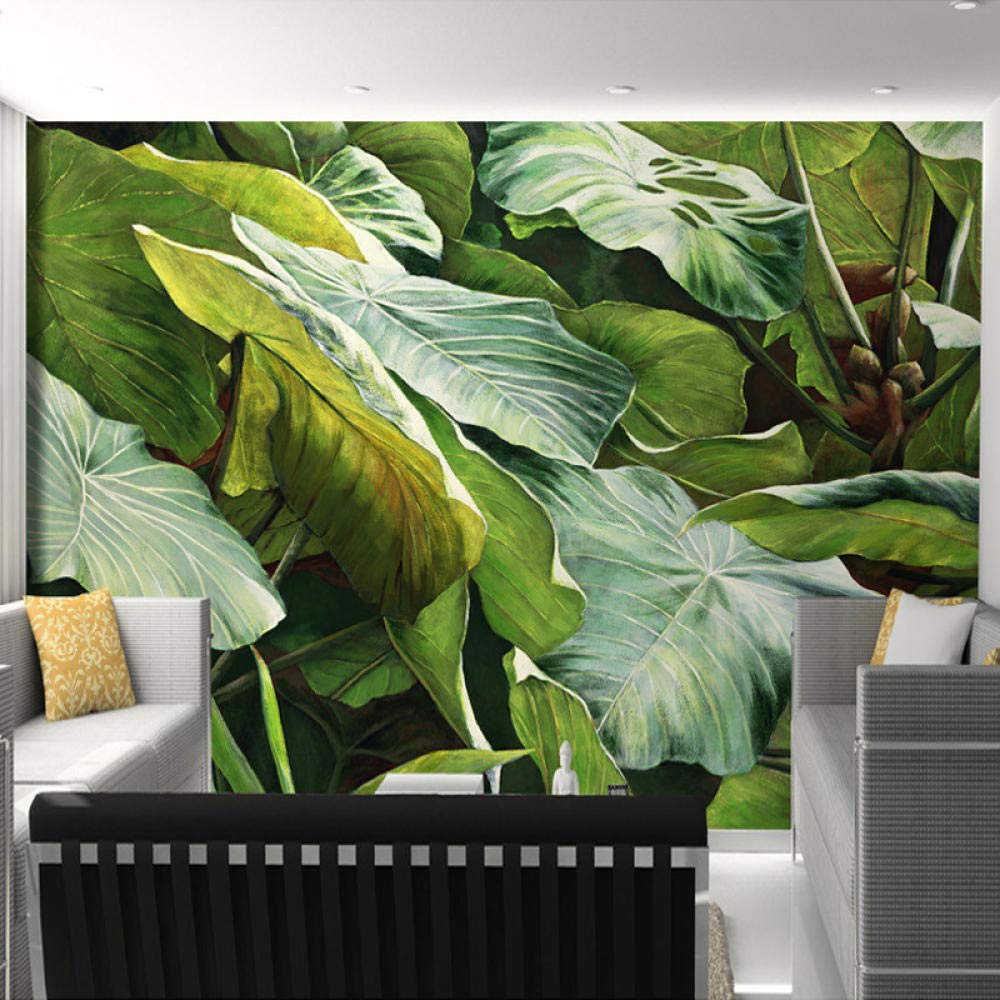 Papier peint photo 3D stéréo décoration murale restaurant asiatique feuille de banane