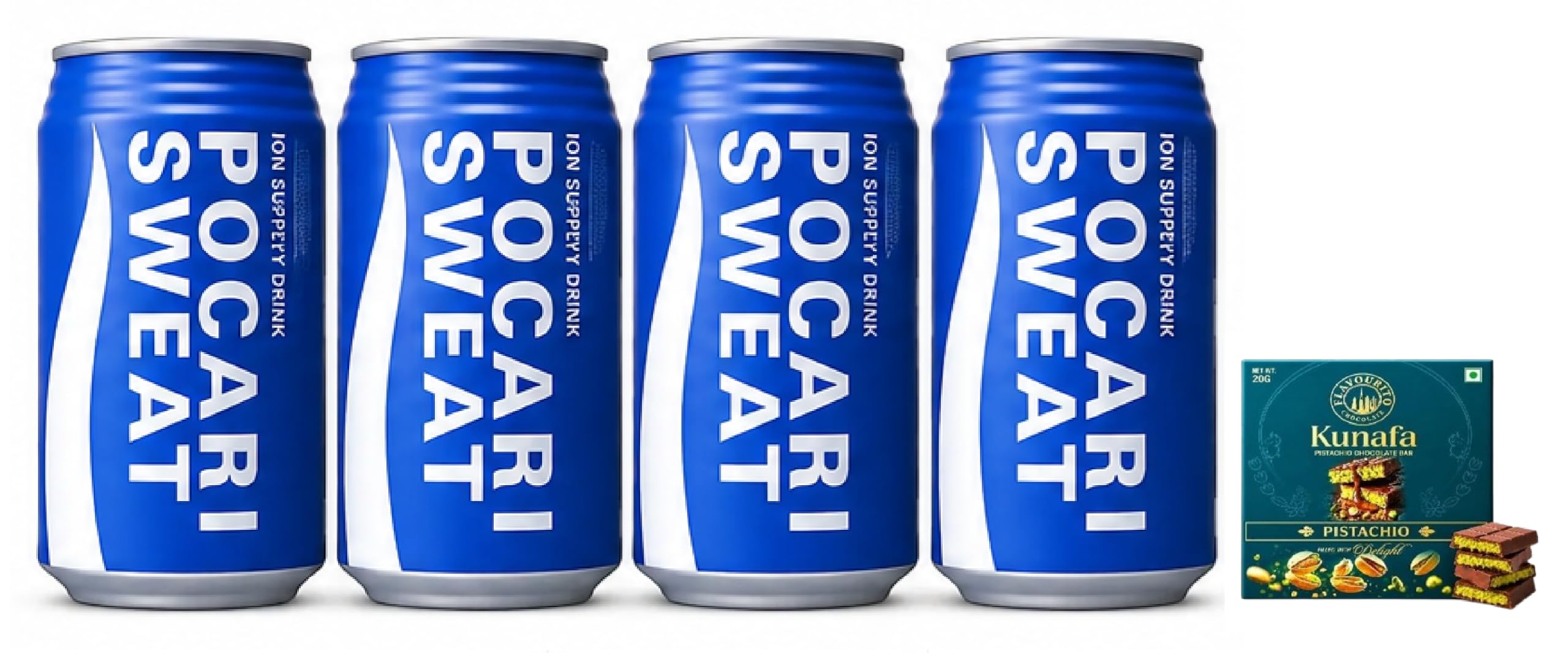 Pocari Sweat Ion Supply Electrolyte Hydration Drink, Refreshing Sports & Rehydration Beverage, 330ml (Pack Of 4)Can,Get Free Flavourito Kunafa Pistachio Chocolate Bar, 20g By Decadent Foods,(Imported-Japan)-image-18