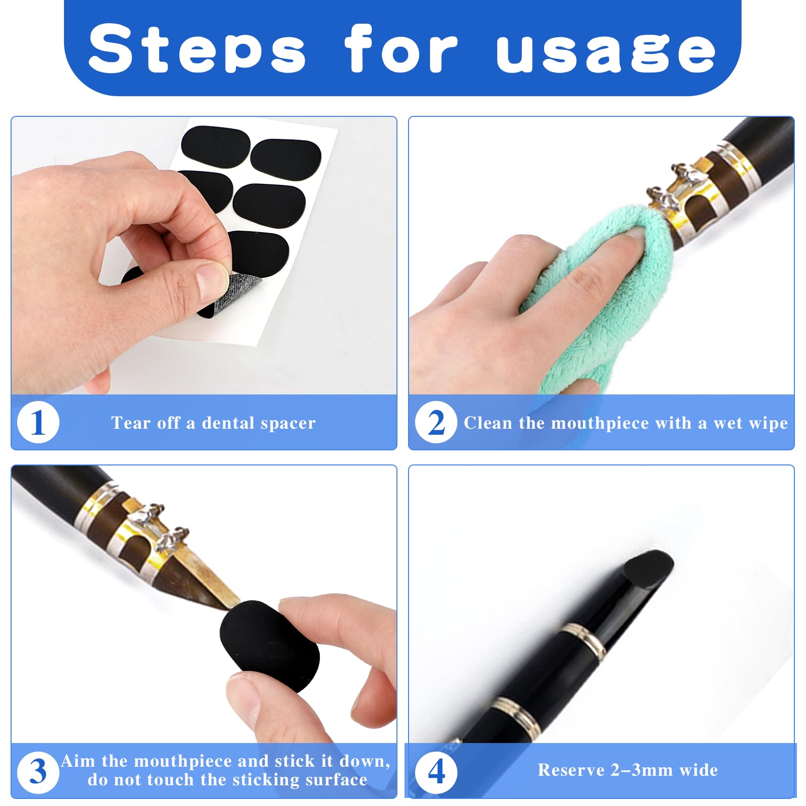 64-Pack Saxophone Mouthpiece Pads – 0.8mm Silicone Patches For Alto/Tenor Sax & Clarinet