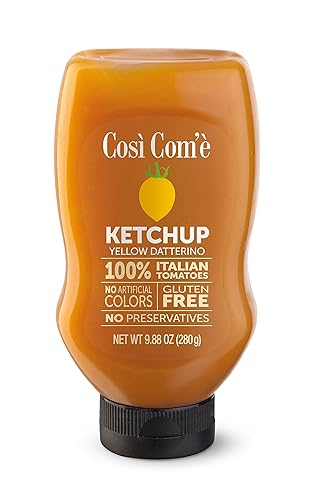 Cosi Come - Ketchup italiano de tomates amarillos, 9.88 oz (280 gr), sin conservantes, sin sabores artificiales, sin OMG