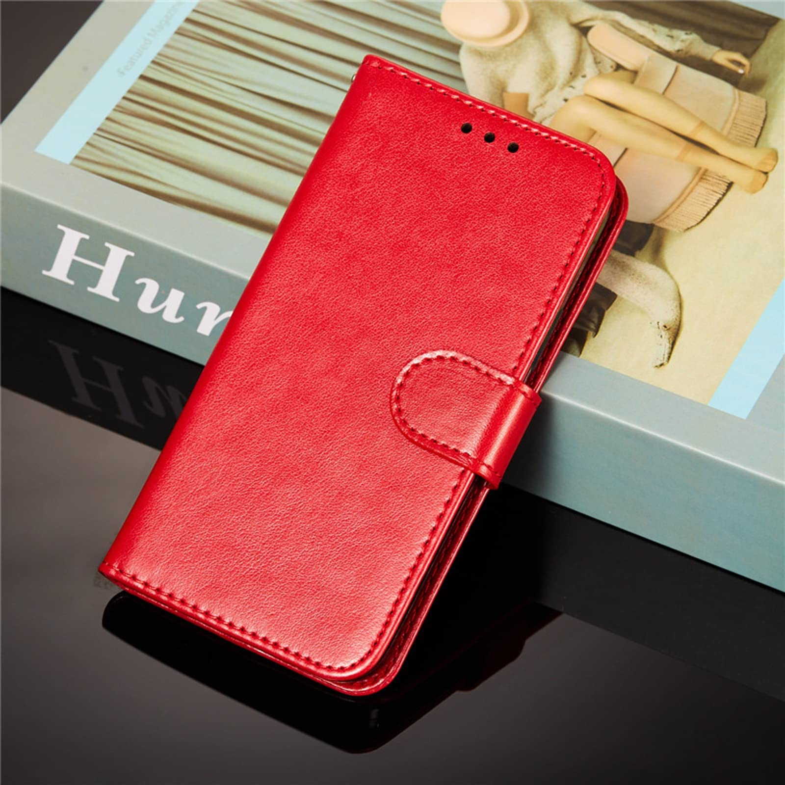 LTL Etui na telefon do iPhone 13 Mini/13/13 Pro/13 Pro Max, skórzane etui z klapką z przegródkami na karty, etui na telefon, magnetyczne zamknięcie, czerwone, 13pro max 6,7 cala