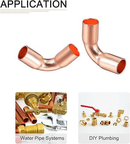 Miniatura 4 de 14 pulgadas (diámetro interior) de 90 grados de montaje de tubería de cobre - 5 unidades - bueno para sistema de tuberías de agua - adaptador de
