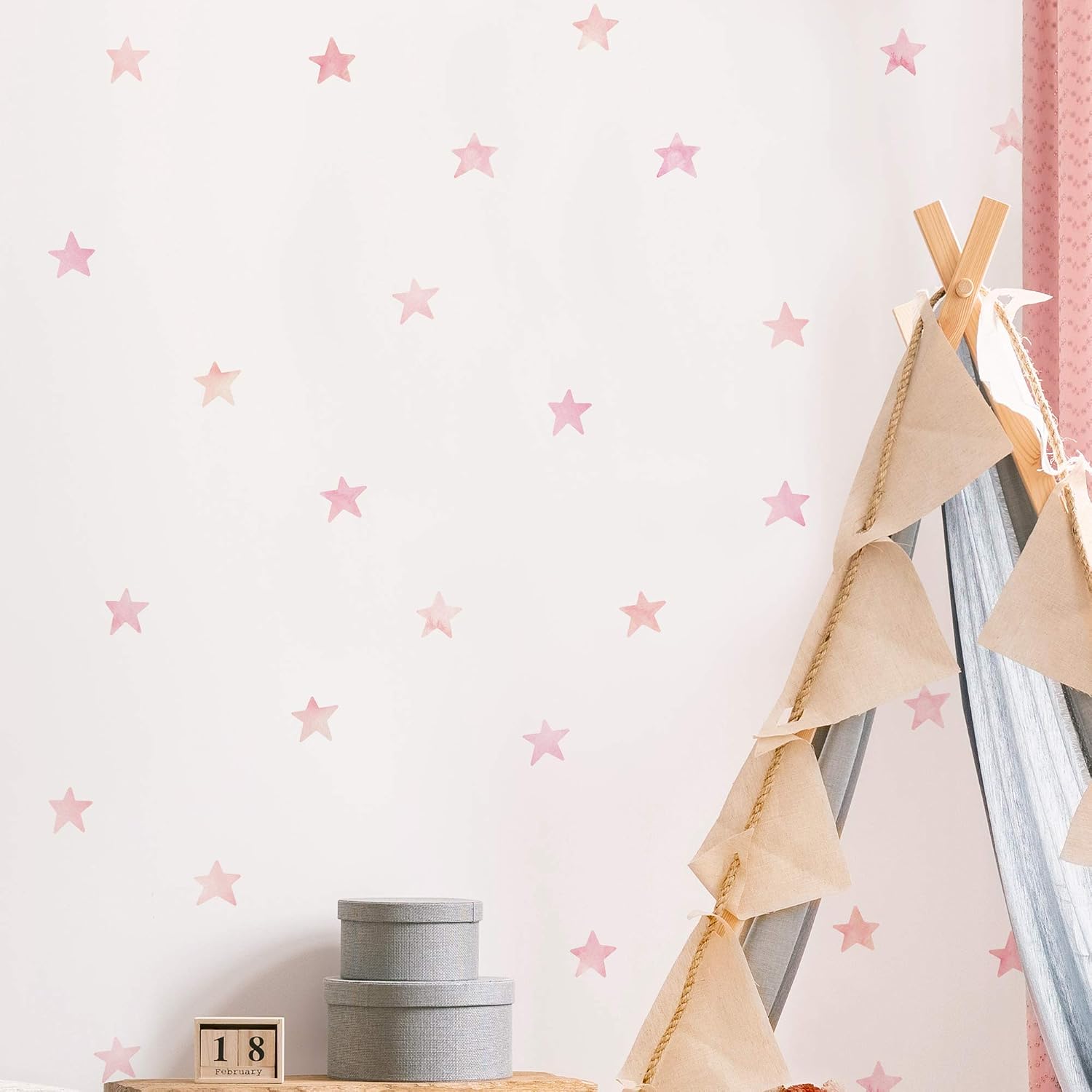 Watercolor Stars - Vinyl Peel and Stick (Pink Coral)