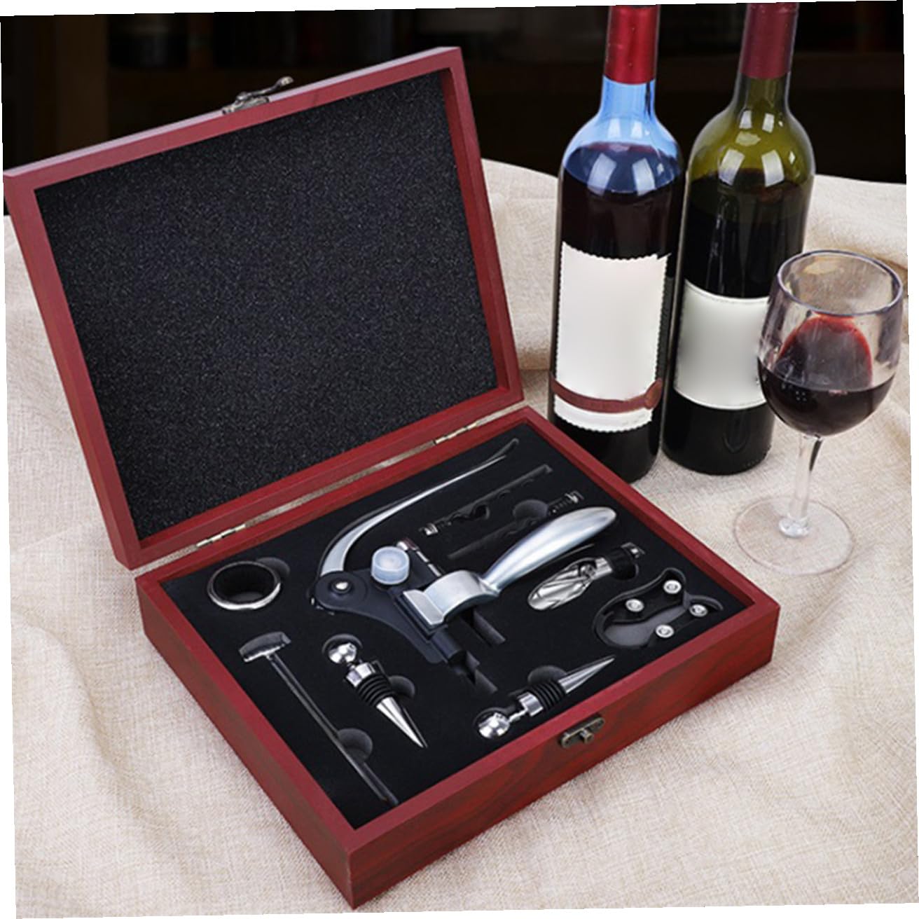 KOMBIUDA 1set Apribottiglie per Vino Rosso Kit Professionale Completo Scatola per Bar Ristoranti e Occasioni Speciali Accessorio Elegante e Resistente per Cerimonie e Regali di Nozze