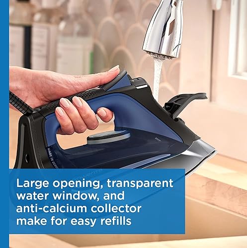 Miniatura 3 de Rowenta DW8350 - Plancha de vapor Ultimate Plus de 1775 vatios placa de suela de vapor vertical de 430 agujeros apagado automático negro y azul