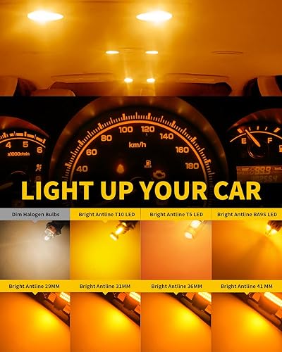 Miniatura 3 de Antline Juego de 42 bombillas LED BA9S T5 T10 de 1.142 in, 1.220 in, 1.417 in, 1.614 in, BA9S, T5, T10, repuesto LED superbrillante de 12 voltios