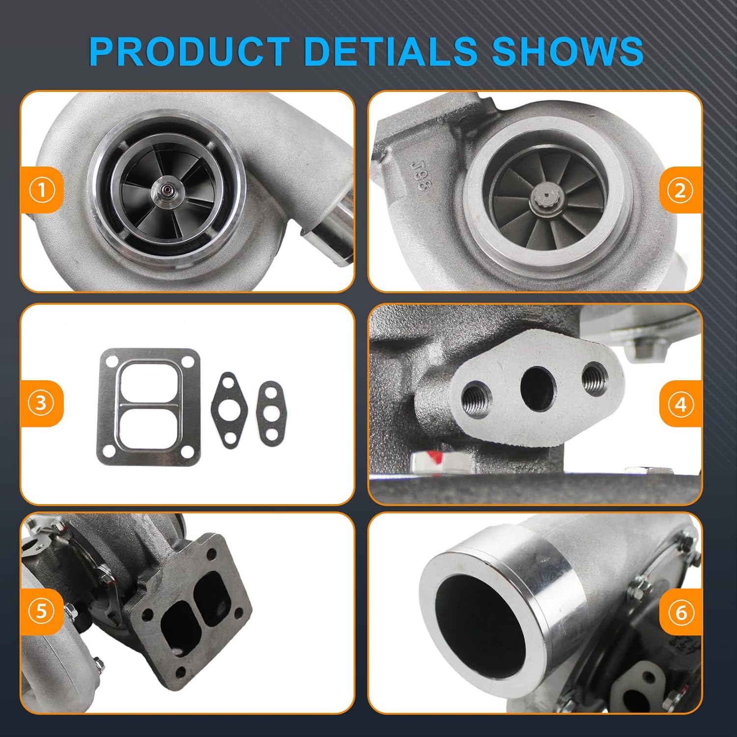 GT45 T4 Universal Turbocharger Kit V-Band 1.05 A/R 98mm for 600-800 HP Applications Direct Replacement Automotive Turbo Upgrade