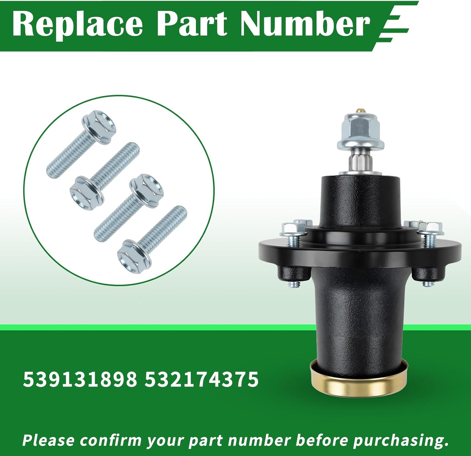 539131898 532174375 Spindle Assembly for 48" Lawn Mower Deck, Compatible with Hus-qvarna Z248F MZ48 FD61 248F YT48DXLS, 3 Pack