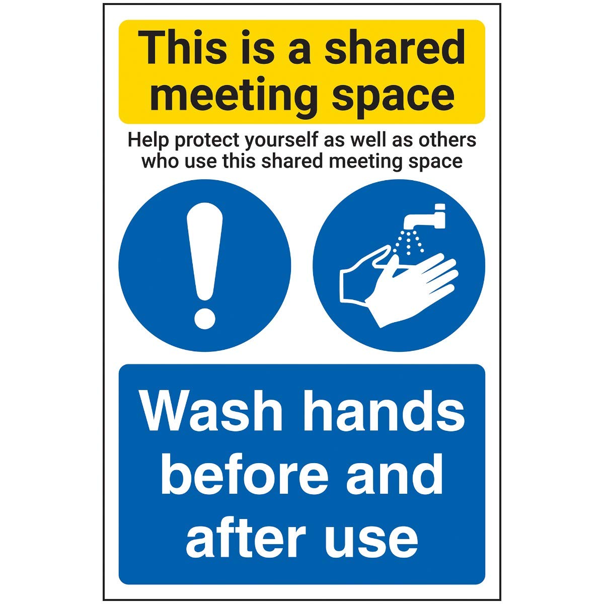 V Safety Schild „Ausrüstung Zwischen Benutzung Reinigen“ – Selbstklebend, Langlebig & Normgerecht