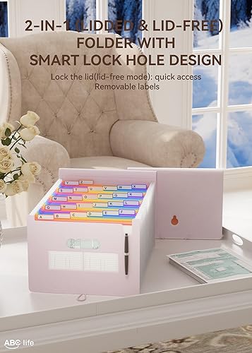 Miniatura 4 de ABC life Organizador de archivos de acordeón con 26 bolsillos, carpeta de archivos expandible, organizador portátil mensual de papel, facturas,