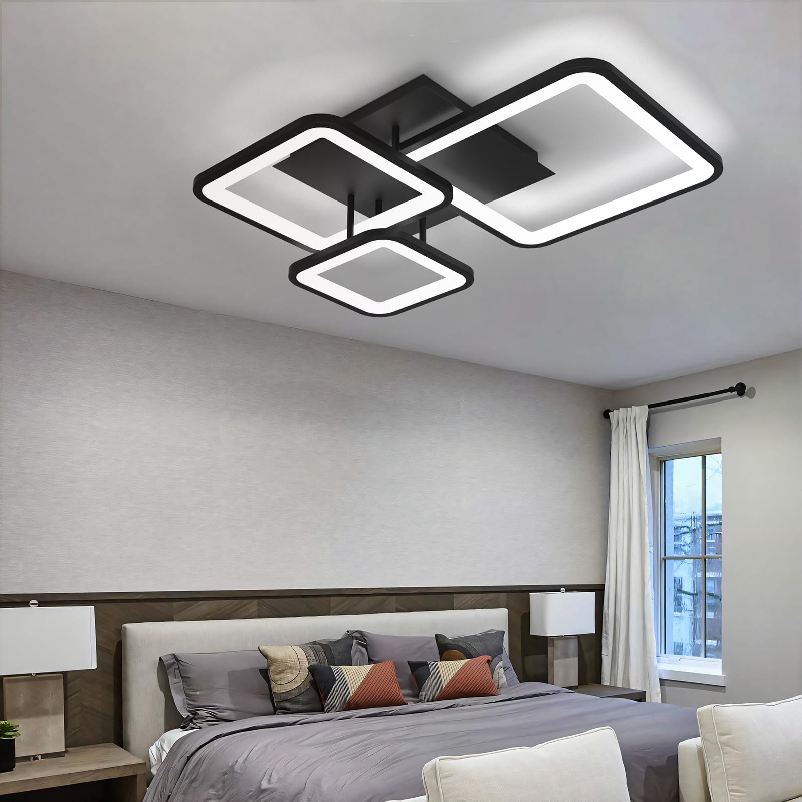 LED Ceiling Lights Living Room Bedroom Dimmable Ceiling Light Remote Control Modern APP 6000K Light Fittings Ceilings 48W Indoor Square Flush Mount for Kitchen, Hallway, Lounge