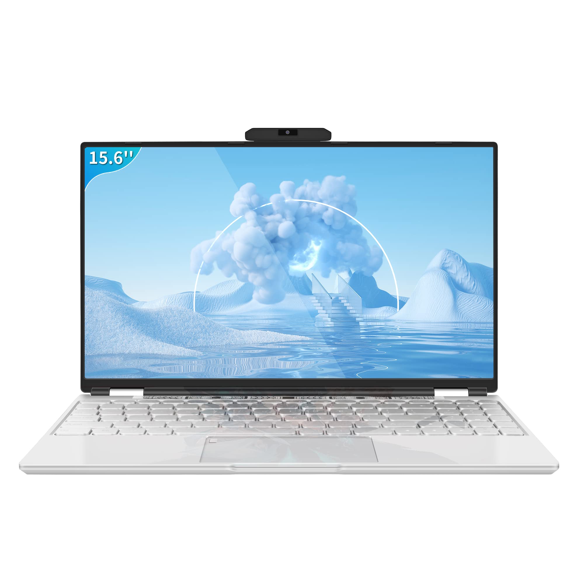 Fsjun 15.6'' Laptop [Win 11 & Office 2019] with 12th Gen Alder Lake N95 CPU(Up to 3.4GHz), Full HD IPS Screen, 16GB RAM, 256GB SSD, Dual Band WiFi, with Removable Webcam (Silver, 16G+256GB)